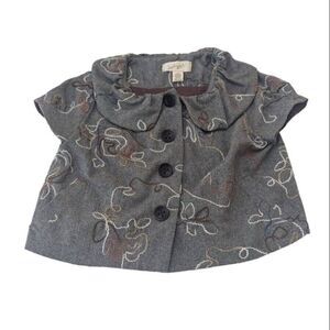 Double Stitch Wool Blend Cropped Jacket Grey Gray Large‎